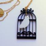 Birdcage Necklace,plexiglass Jewelry,lasercut..