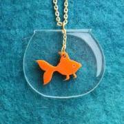 Goldfish Necklace,PlexiglassJewelry,Lasercut Acrylic,Gifts Under 25