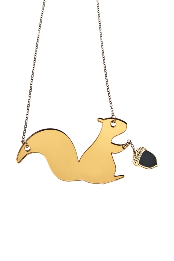 Squirrel With Acorn Necklace,plexiglass Jewelry,lasercut Acrylic,gifts Under 25