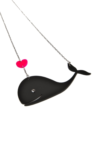 Whale In Love Necklace,plexiglass Jewelry,lasercut Acrylic,gifts Under 25